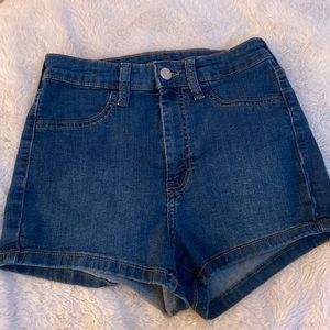 High rise denim shorts